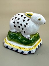 From Portugal Vintage Ceramic Pomander Potpourri White Bunny Rabbit signed H. J.