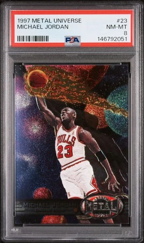 1997 FLEER METAL UNIVERSE #23 MICHAEL JORDAN PSA 8