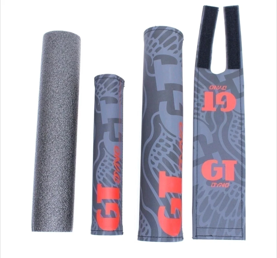 GT DYNO 1989 Reedición 3 Piezas Nylon BMX Bicicleta Almohadillas Negro/Gris/Rojo Foto 2 de 3