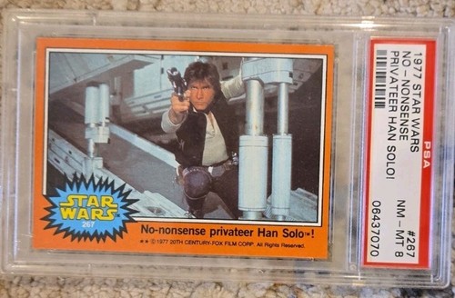 1977 Topps Star Wars #267 No-nonsense privateer Han Solo! — PSA 8