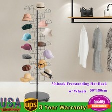 Metal Hats Display Stand Hat Storage Stand With 30 Hooks Freestanding Hat Rack