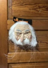 New Halloween Old Man With A Big Nose Mask Has Long White Hair Costume Accessory
