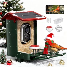 Smart Bird Feeder with Camera Solar Powered, 2K HD Video, AI Bird Species Identi
