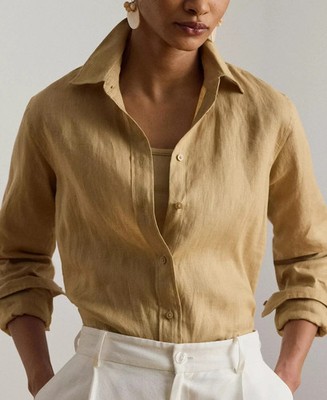 Lauren Ralph Lauren Women's Point Collar Button Placket Shirt