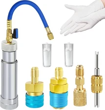 Oil Injector for Refrigerants, Dye Injector with Shut- Valve, Dye Injector w