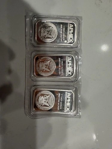 3-1oz Bars Silver Bullion Lot Of 3