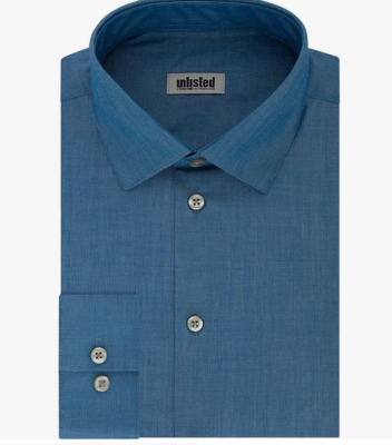 Kenneth Cole Unlisted Men's Slim-Fit Solid Dress Shirt Hazy Blue 16-16.5/  33-32