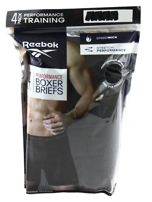 Pack Reebok Men's Stretch Performance Boxer Briefs Speedwick Black-  2XL