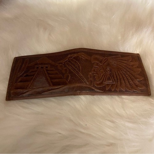 Cartera de cuero marrón vintage de hombre hecha a mano trabajada a mano - Imagen 3 de 12