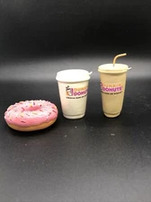 Dunkin Donuts Christmas Ornaments Lot Of 3 Iced Hot And Sprinkle Donut   E