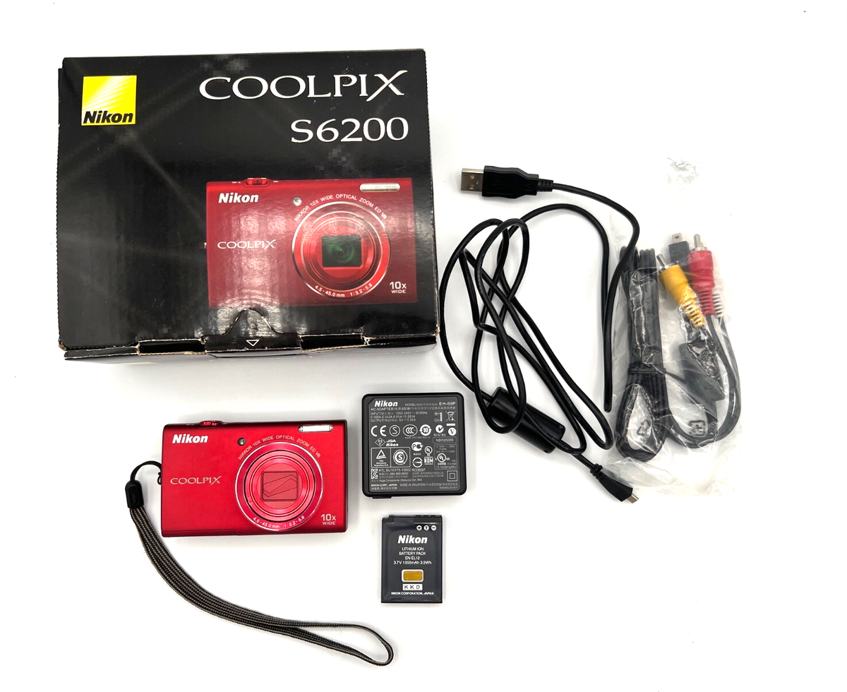Nikon COOLPIX S6200 16.0MP Digital Camera - Red for sale