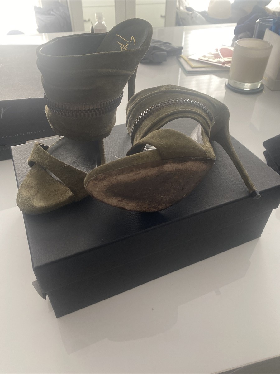 giuseppe zanotti 40 Green Suede Zipper Mules | eBay