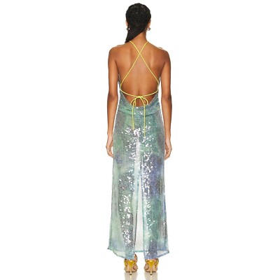 ILA Mer Sequin Maxi Dress in Blue 38 New Womens Long Gown | eBay