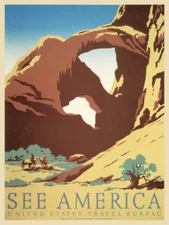 See America Arches National Park Vintage Travel Poster Print, WPA 1930s Wall Art