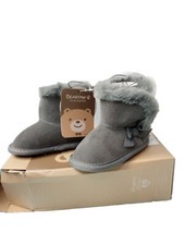 BEARPAW Infant Boots 6-12 Months Size 2 NIB - Leather Gray- Color
