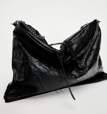 マキマキZARA ケープ ポンチョ バックル M タグ付き R1-127 NWOT Zara Rocker Tote Bag In Black | eBay