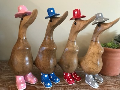 Hand painted wooden Ducks Bamboo 