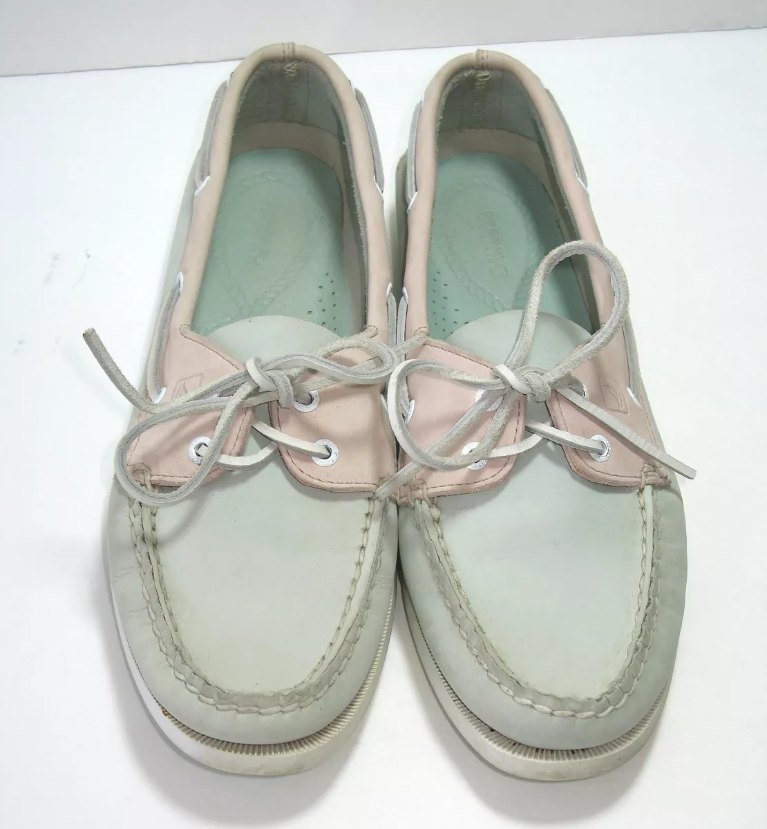 Sperry Top Sider Nubuck Leather Pastel Pink Blue Grey A O Boat
