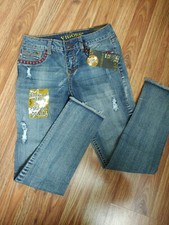 Vigoss New Girls Size 12 Blue Skinny Jeans Stretch Distresses Frayed Denim Pants