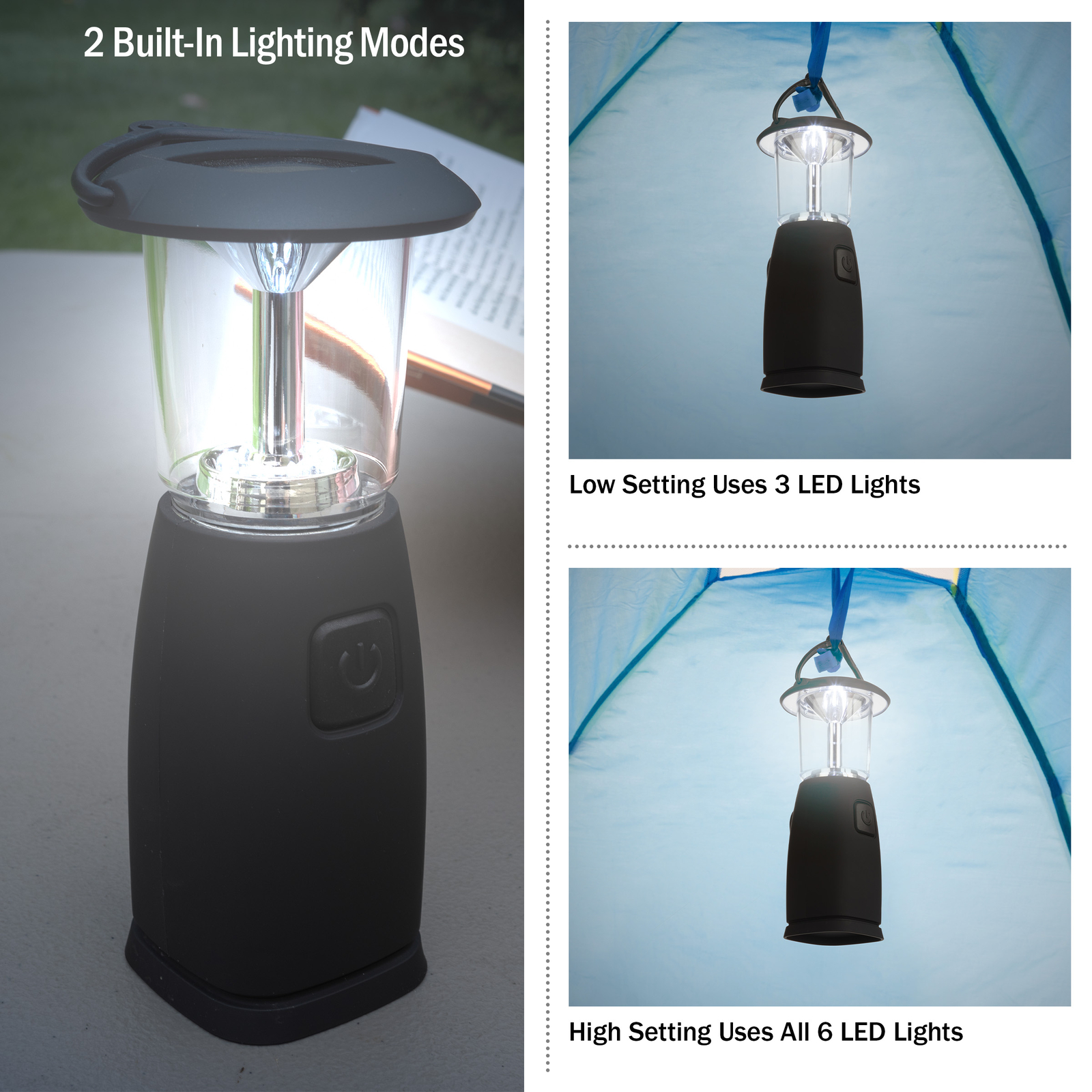 Set of 6 LED Camping Lantern Solar & Dynamo Powered Camping Lamp Camp