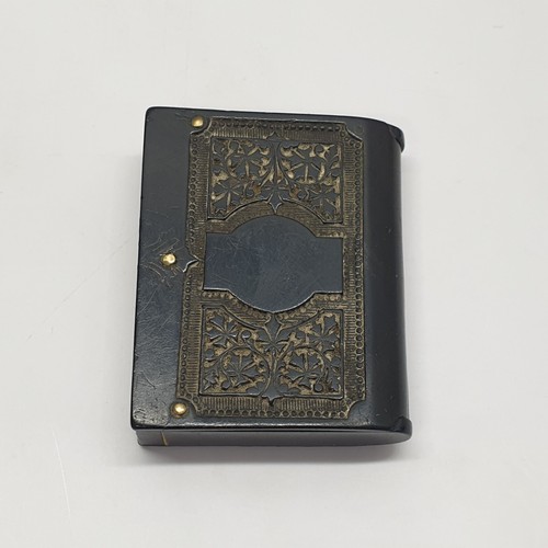 French Vulcanite/Gutta Percha Book Vesta Case Matchsafe Holder FEU - Picture 2 of 10
