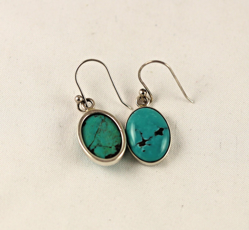 Turquoise Drop/Dangle Sterling Silver .925 Wire Earrings - Picture 3 of 4