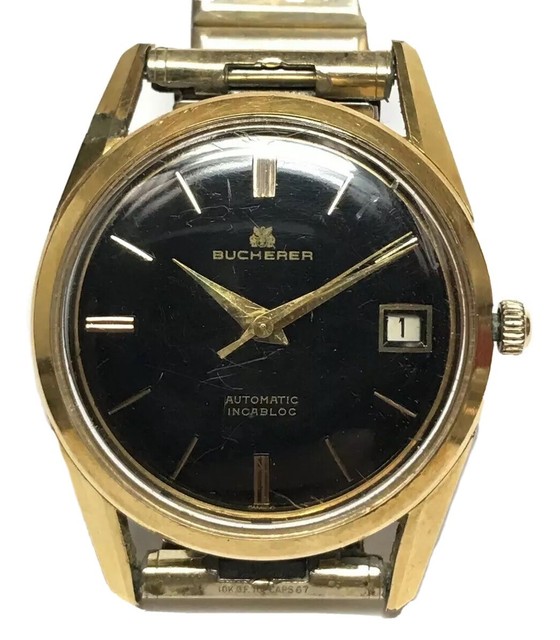 Mens Bucherer Automatic Incabloc Wrist Watch Date 30.57 Gold Plated