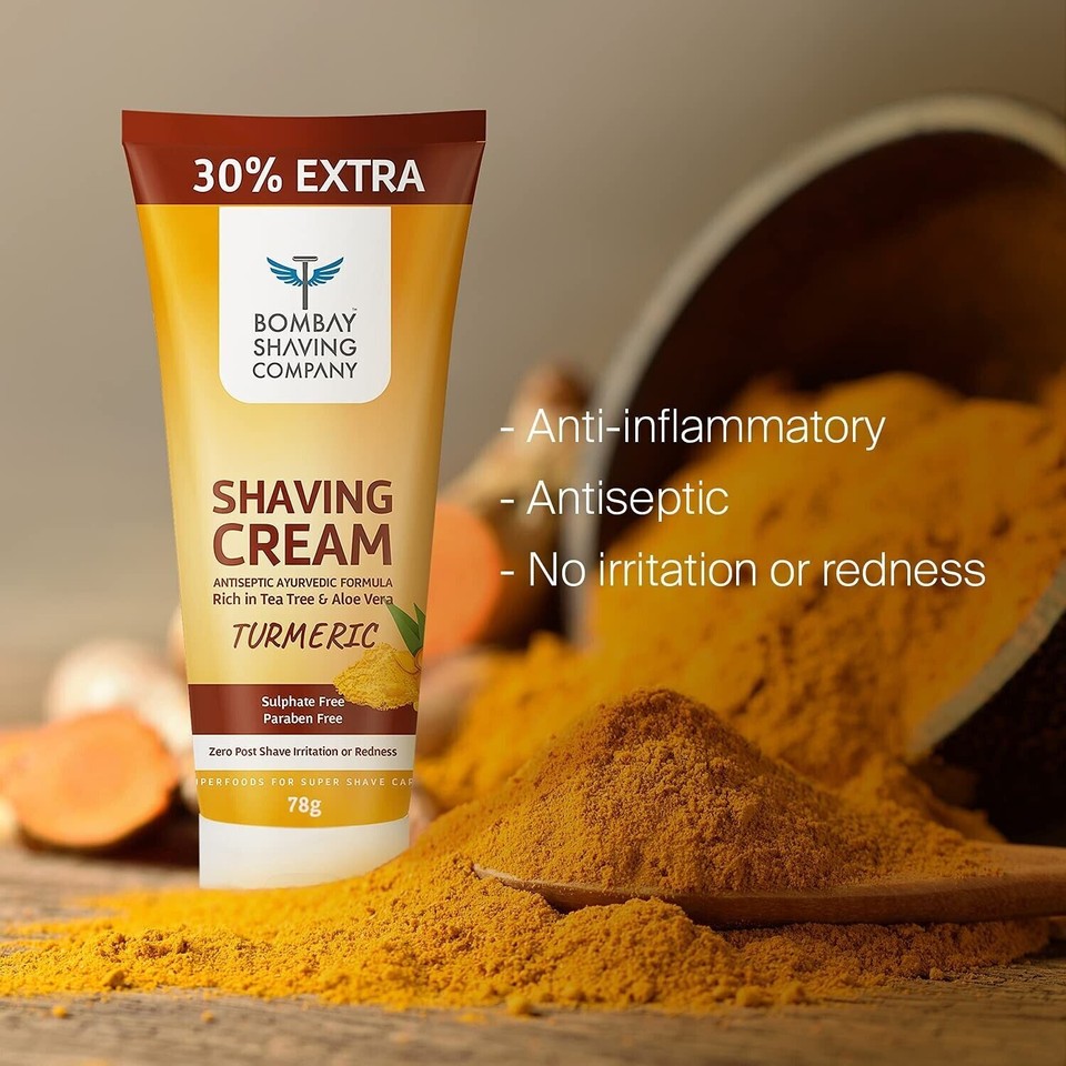 Turmeric Shaving Cream 78gm for AntiInflammatory, Antiseptic, and Skin
