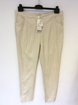 BNWT ADINI NANCY BEIGE STRETCH SATIN TWILL TAPERED LEG TROUSERS