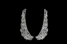 Unotrim 7.5"x2.5" White Ivory Peter Pan Collar Venice Lace Applique by Pair