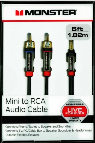 Mini to RCA Audio Cable 3.5mm Phone Tablet Speaker TV PC HQ 1.82M