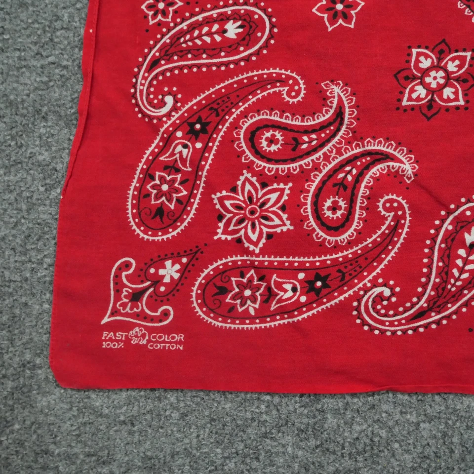 Bandana elefante vintage cachemira roja hecha en EE. UU. baúl ribete occidental años 50 Foto 2 de 4