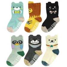 Wrapables Peek A Boo Animal Non-Skid Toddler Socks, Bears and Buddies (Large)