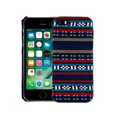 Handyhülle aus Stoff Case für Apple iPhone 5 / 5s / SE Cover Etuis Bumper Blau