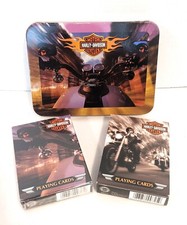 Harley Davidson Motorcycles Collectible Tin With 2 Decks Sealed Playing Cards