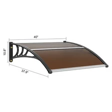 Window Door Awning Canopy UV Rain Cover 38" x 40" PC Sheet Brown