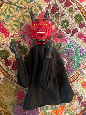 Ancienne Marionnette Diable Vintage – Articulée, Matière Plâtre Et Tissu (Occasion)