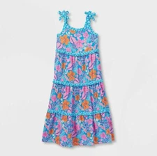 NWT Cat & Jack Size Girls Summer Sundress Maxi Cool Floral 3 Tiered