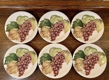 Set Of 6 DesignPac 6.25” GRAPE BUNCH Appetizer Plates 🍇 Snack • Wine & Cheese🧀
