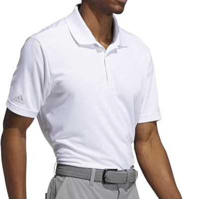 white adidas golf shirt