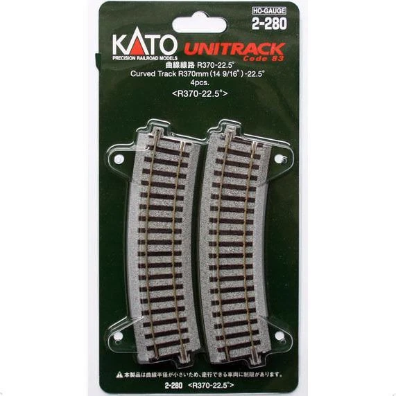 Kato 2-280 Rail Courbe / Curve Track R370 22.5° 4pcs - HO