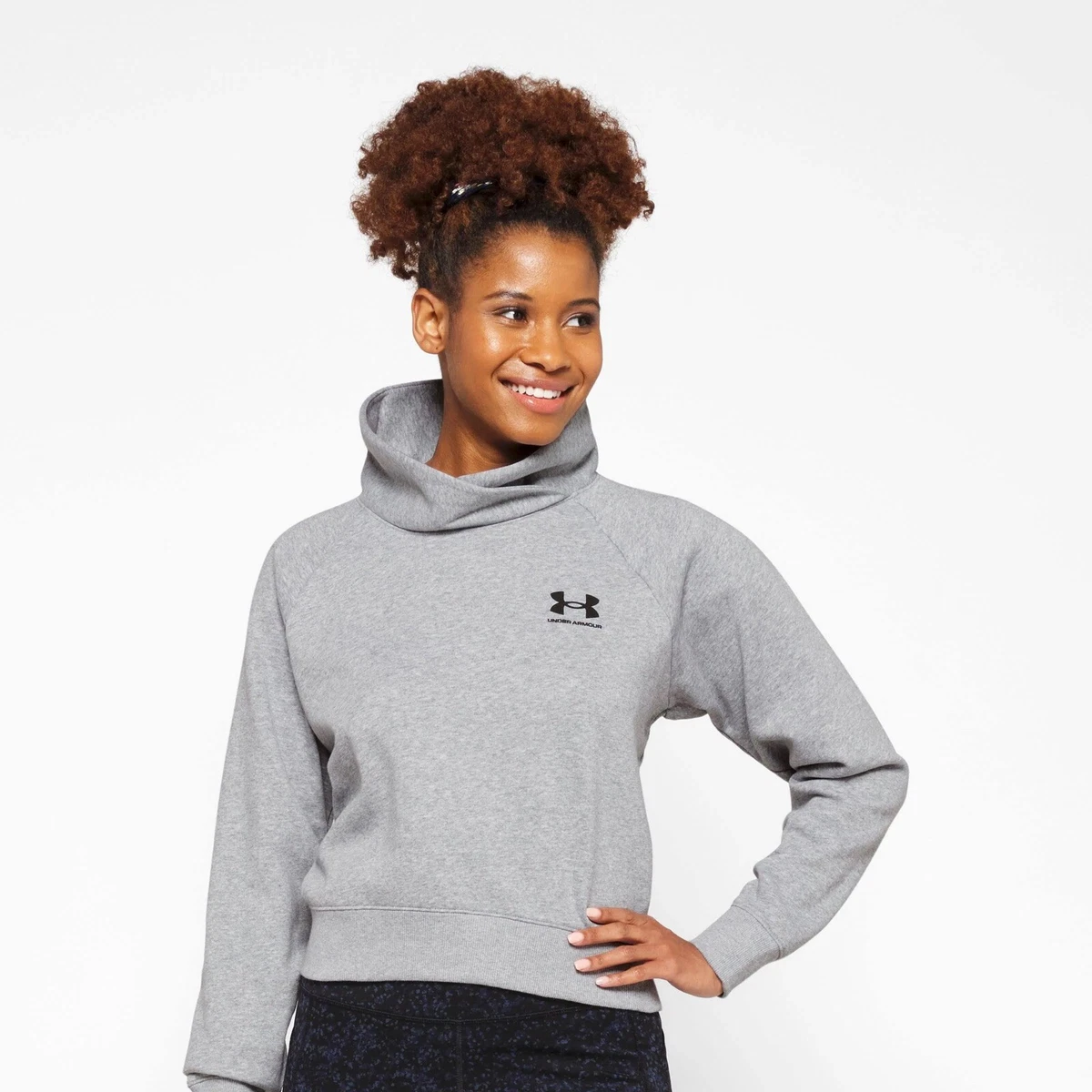 Under Armour Women s Gray Rival Fleece Wrap Neck Pullover