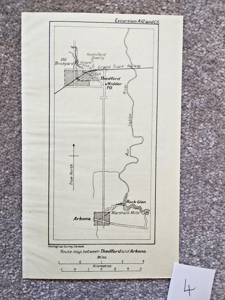 1913 Antique Geological Map of Route between Thedford and Arkona - Canada - Image 1 of 1