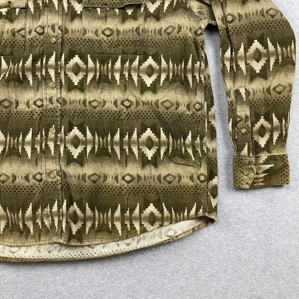 Camisa con botones Shaver Lake para hombre grande L marrón pana bolsillos aztecas occidentales Foto 4 de 4