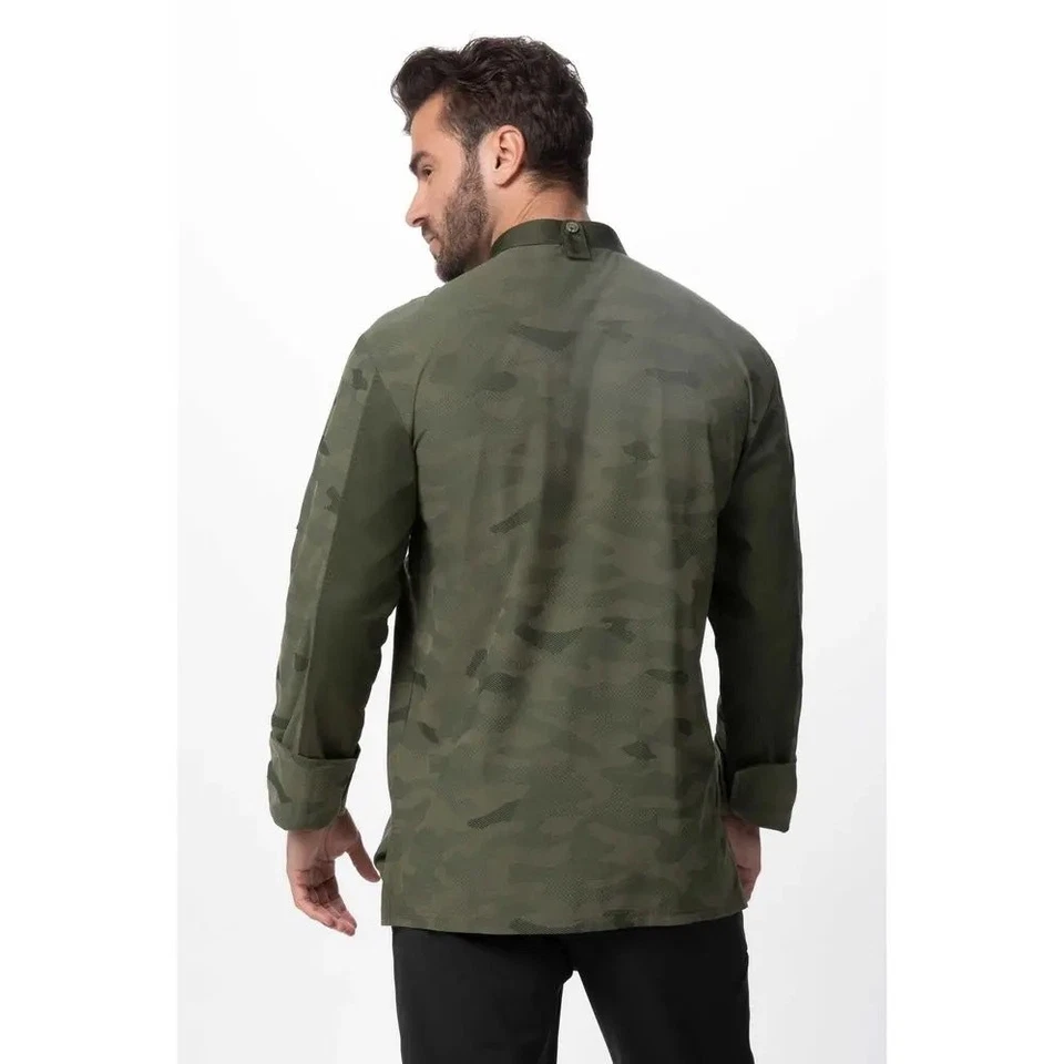NWT Chef Works Olive 3XL Modern Fit Mojave Chef Coat For Men Green Camo - Image 2 of 4