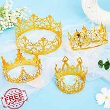 Gold Mini Crown Cake Topper Tiara Rhinestone Pearl Elegant