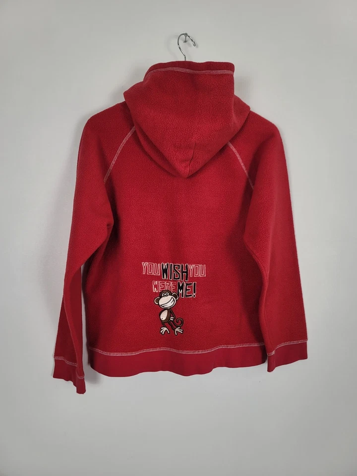 Sudadera con Capucha Vintage Y2K Bobby Jack Niñas XL Rojo Vellón Bordado Mono Mimado Foto 4 de 4