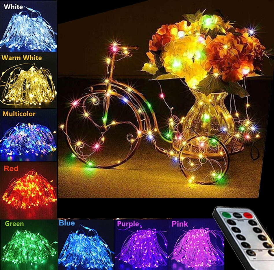 USB 5M Powered LED Copper Wire String Fairy Lights Xmas Party Remote Control Fun