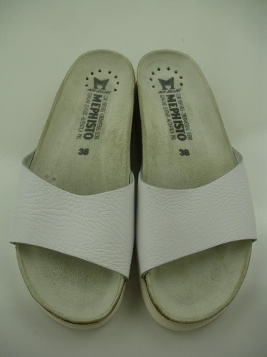 Sandali donna 8 tg 38 Mephisto Hanik pelle bianca zeppa slide sughero punta aperta - Foto 7 di 12