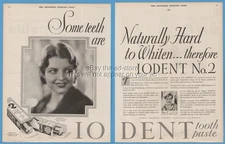 1929 Iodent Chemical Detroit MI Whiten Teeth Toothpaste Photo Print Ad